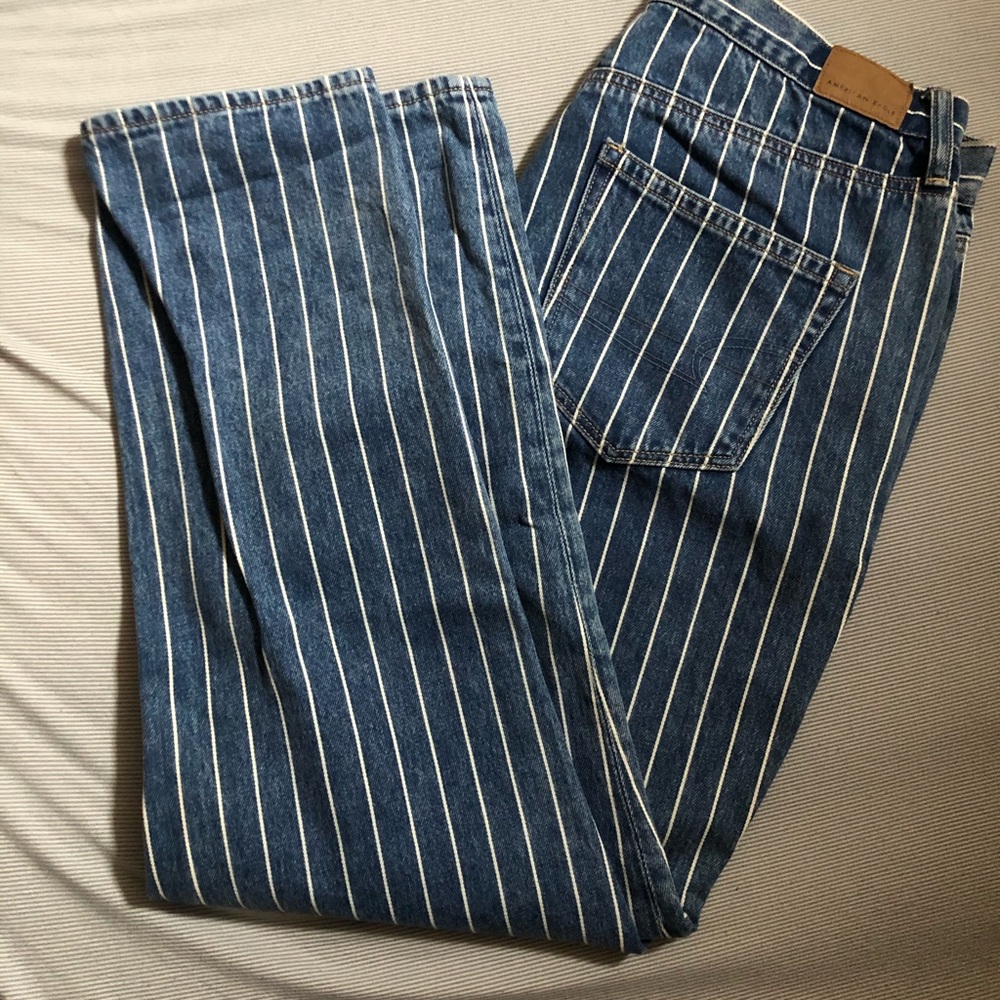 American Eagle pinstripe mom jean